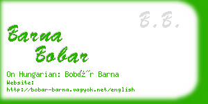 barna bobar business card